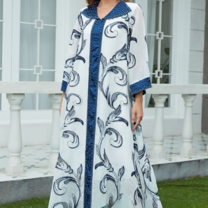 ZD034 Middle East Saudi Muslim Sequin Embroidered Abaya Dubai Muslim Ladies Robe