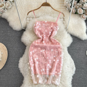 Fashion sexy sequins flash bustier halter dress waist thin small short package hip dress dress summer