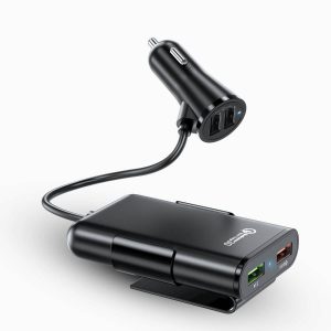 High-speed Charging Car Adapter with Four USB Ports.