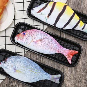 2023 South Korea stationery 2023 ideas fashion Sea Fished Shaped Canvas Pen Bag pencil case