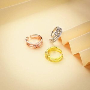 Zircon worry-free ring three-line rotating smart plant opening adjustable anxiety rings