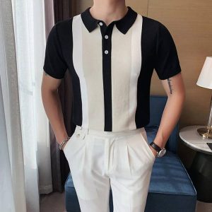 Mens Casual And Business Knited Polo T-shirt