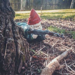 Military Garden Gnome With Camouflage Uniform And AK47