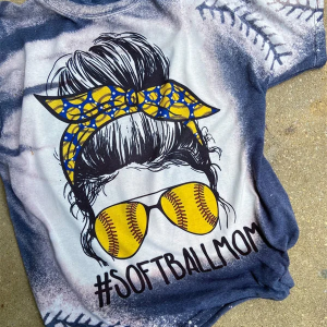 Softball Mom Bleached T-Shirt