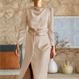 Cross-border new slit long dress European and American women's haute couture dress temperament elegant bridesmaids dress autumn and winter