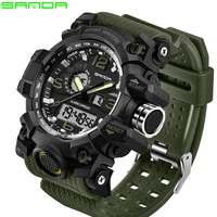 SANDA 742 Sport Watch Men Clock Male LED Digital Quartz Wrist Watches Men's Top Brand Luxury Digital-watch waterproof Relogio
