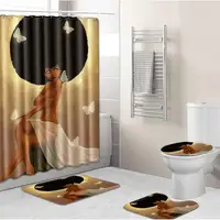 African sex girl oil printing shower curtain bathmat set for bathroom