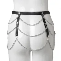 Cool girl women Faux leather body chain Bondage Goth Beach harness