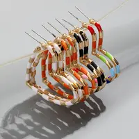 Colorful Design Simple Geometric Hear shape enamel Hoop Earring For Women Girls Jewelry 2019