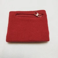 Tennis Gym Sports Wrist Sweatband Promotional Embroidery Custom Sport Terry Cloth Sweatband with Zipper Pocket