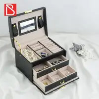 Custom portable leather jewelry case travel storage box jewellery organizer case