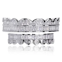 WTS-Q30030 Custom mens hip hop golden tooth grills baguette cut teeth grillz jewelry for gift