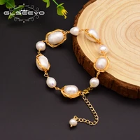 GLSEEVO Natural Fresh Water Baroque Pearl Bracelets For Women Engagement Gift Adjustable Bracelets & Bangle Fine Jewelry GB0055