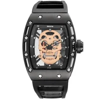 Custom High Quality Skull Skeleton Big Square Shaped Men Watch For Sale