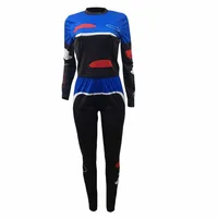 Hot Parity Sexy Free Soft Young Fashion Full Sleeve Long Pants Waist Collection Elastic Tracksuits Women 2 Piece Set