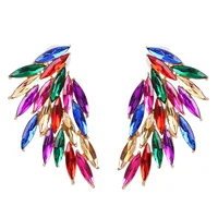 fashion korean jewelry statement colorful wing crystal rhinestone earrings for women