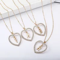 Wholesale Valentines  gifts A to Z Necklace Fashion Diamond heart 26 English Gold Letters Necklace