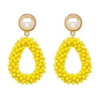 Bohemia Ethnic Seed Beaded Statement Earrings Handmade Glass Rein Beads Water Drop Dangle Earrings Jewelry