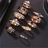 Luxury diamond ring female index finger titanium steel stainless steel rose gold ring 2019 new