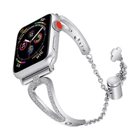 Luxury Fashionable Gift for Girl Woman Bling Bling diamond decorated Cuff for Apple Watch Stainless Steel Band