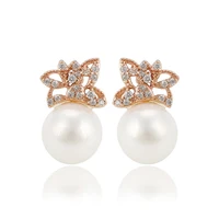 29312 Xuping fashion jewelry charming stud earring, rose gold plating pearl earrings for women
