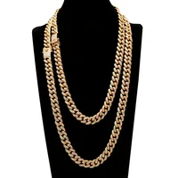 2019 New Fashion hiphop gold necklace for men crystal diamond cuban iced out chain Necklace homme bijoux jewelry