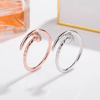 925 Sterling Silver Adjustable Zircon Nail Rose Gold Ring Joint Ring Jewelry