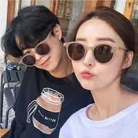 2020 New Trendy Korea Style Round White Sun Glasses Custom Logo Cheap Women Men UV400 PC Sunglasses