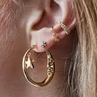 Fashion gold star moon earrings For Women Wholesale N911011