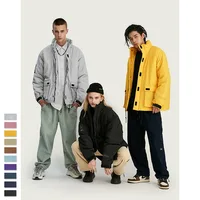 2019 Men Hipster Clothing Solid Color Mens Warm Parka Jacket Streetwear 10 Different Color Men Parka Jacket