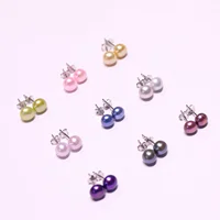 925 sterling silver white wholesale fresh water freshwater pearl earrings golden flat button real ear stud pearl earrings