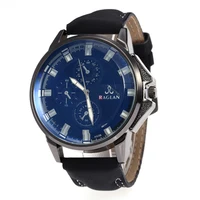WJ-7951 New Cheap Watch Stock Wholesale and Retail Blue Face Black Leather Belt Relojes Fashion Men Leather Quartz Wristwatches