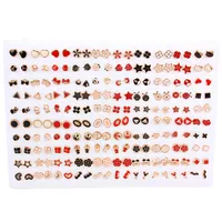 100 pairs/lot Mixed Style Lovely Alloy Butterfly/Flower/Pentagram Earrings Girl Women Children's Gift