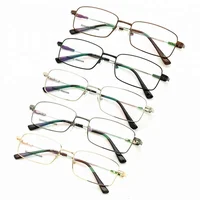 SHANGHAI JHEYEWEAR Unisex Retro Eyewear Square Memory Metal Flexible Glasses Frames Eyeglasses Optical Spectacle Frames