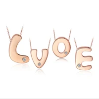 Custom Luxury 18K Solid Rose Gold Diamond Alphabet Initial Letter Pendant Necklace Jewelry Letter Necklace