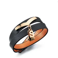 Promotional Custom Womens Leather Bracelet, Wide gold plating bangle