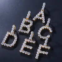 Hot Hip hop Men and Women Zircon Bling Bling Letters Pendant 26 Letter Initials Charm Necklace