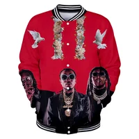 Hot sale US Migos drop shipping custom logo 3D print baseball  jackets uniform for men and women.