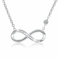 Lowest price high quality infinity silver necklace with 5A cubic zirconia