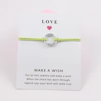 Adjustable Waxed Cotton Cord String Love Heart Charm Wish Bracelet