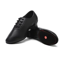 Black soft leather national standard men's modern dance shoes
