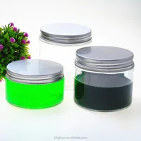 250ml 400ml 500ml 750ml straight side round shape glass storage jar with aluminum metal lid