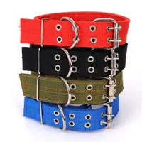 2 Rows Belt Strap Adjustable nylon woven tactical dog collar military big large dog pet collar
