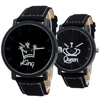3960 Chinese unisex mens womens king queen leather watch lovers couple design crown wholesale casual students watches
