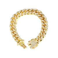 18k plated Iced out cz stone miami Cuban link chain mens bracelet