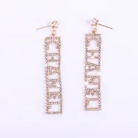 925 silver needle earring display cristal custom names earring Women's full diamond earrings