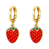 xuping special offer adorable strawberry dubai gold earrings, angle cute girls gift drop earring joyeria bisuteria
