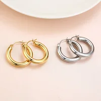 European Simple Design Stainless Steel Love Smooth Clip Hoop Earrings