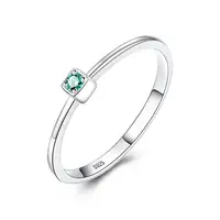 CZCITY Bezel Setting  Emerald Gemstone Rings for Women Elegant Cute Rings Jewelry