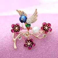 Women Scarf Lapel Pins Elegant Flower Birds Brooches Pins Colorful Animal Brooches